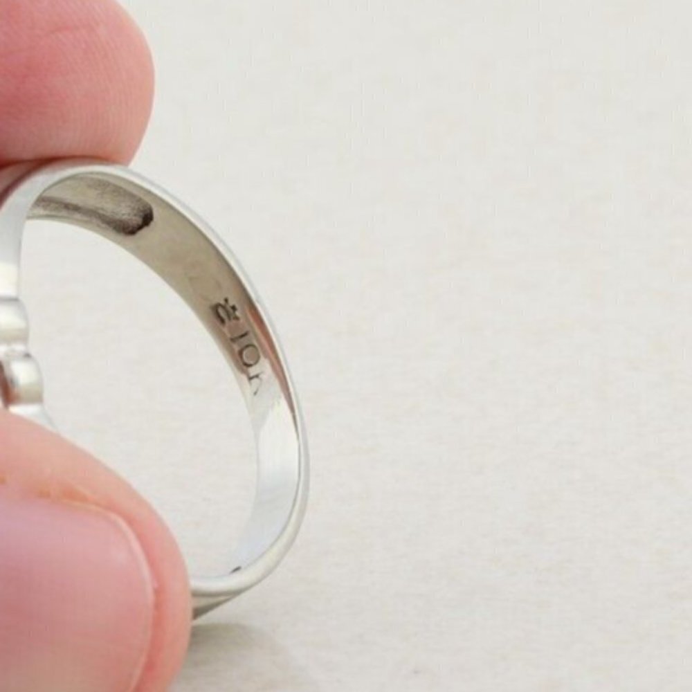 Mens 10k White Gold Lab Created Star Sapphire Ring Size 7 Pinky Ring - Picture 10 of 10